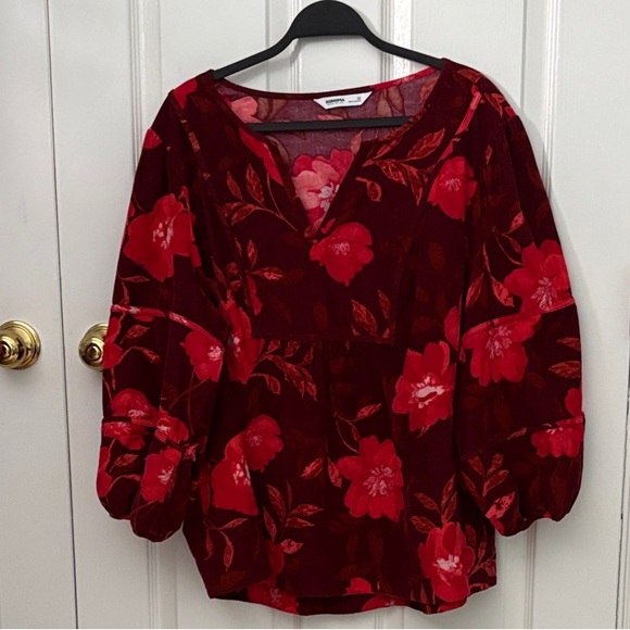 Sonoma Tops - Sonoma Burgundy Floral Women's Blouse